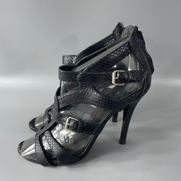 Giusuppe Zanotti Black python Gladiator Strappy Heels Sandals, Size 38.5 - Picture 5 of 13